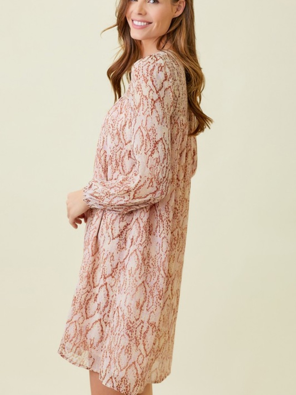 Smocked Yoke Top Chiffon Dress - Picture 5 of 7